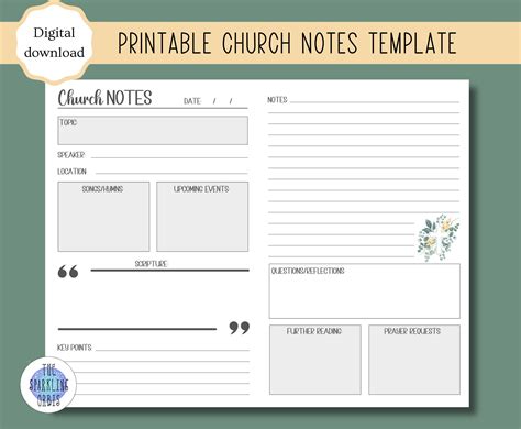 Printable Church Notes Template | Sermon Notes | Church Notes | PDF ...