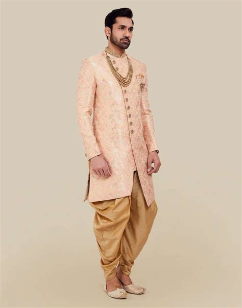 Self Highlighted Design Indo Western Sherwani – De Royal Mens Ethnic