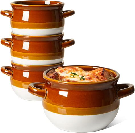 Amazon.com | LE TAUCI French Onion Soup Bowls with Handles, 16 Oz ...