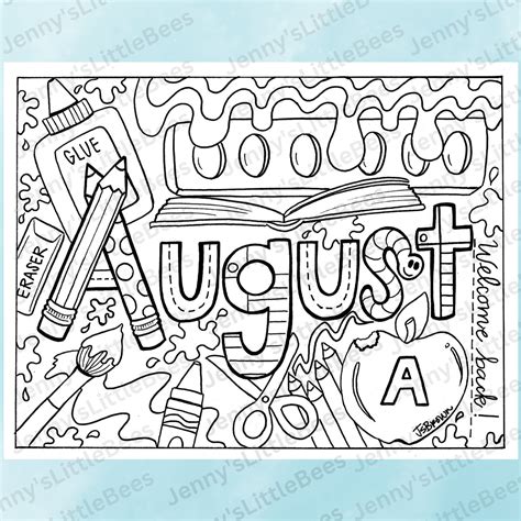August Printable Coloring Page - Hand-drawn August Coloring Page ...