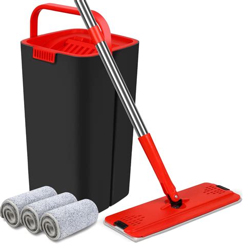 Amazon.com: Flat Mop and Bucket System, Hands-Free Floor Mop and Bucket ...