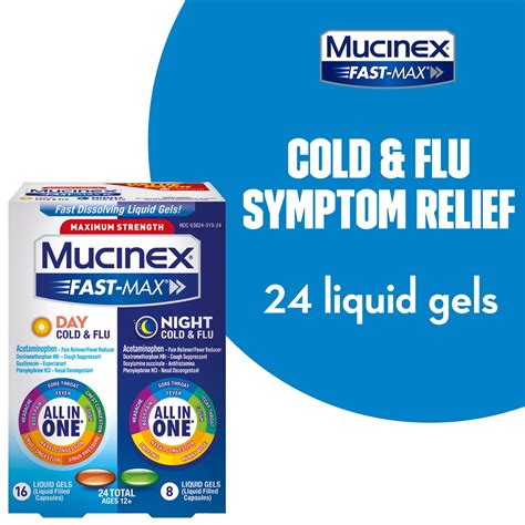 Maximum Strength Mucinex Fast-Max Cold & Flu Day and Night Medicine ...