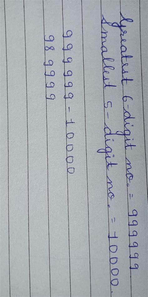 Find the Difference Between the Smallest 5 Digit Number and the ...