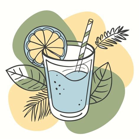A drawing of a glass of lemonade and oranges | Premium AI-generated vector
