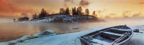 Download wallpaper winter, boat, pond, section landscapes in resolution ...