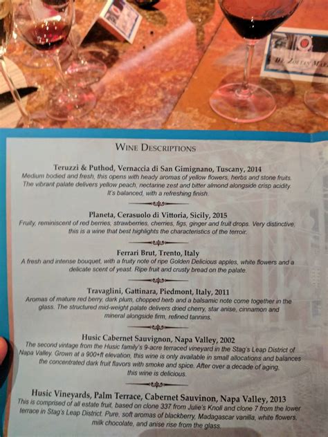 Menu at Lago restaurant, Las Vegas, 3600 S Las Vegas Blvd