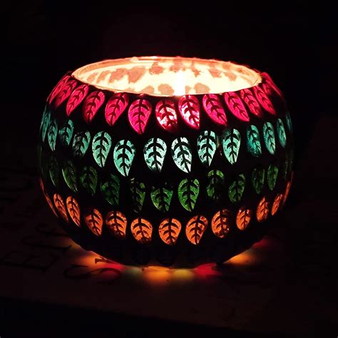 Buy CRAFTFRY Mosaic Glass Tealight Candle Holders - Diwali Decorations ...
