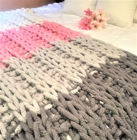 Super chunky Chenille yarn blanket | Blanket, Diy knitting kit, Chunky ...