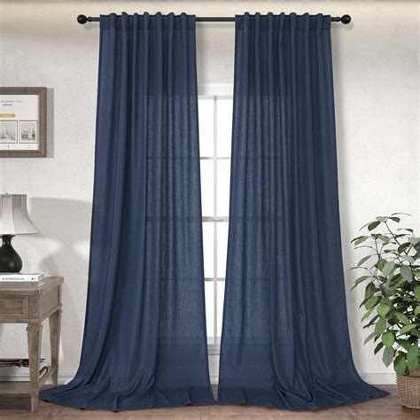 Amazon.com: Navy Blue Curtains 84 Inches Long for Living Room 2 Panel ...