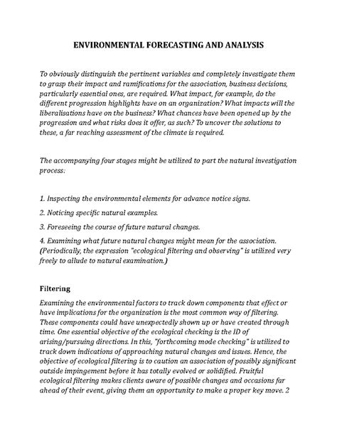 Environmental Forecasting AND Analysis - ENVIRONMENTAL FORECASTING AND ...