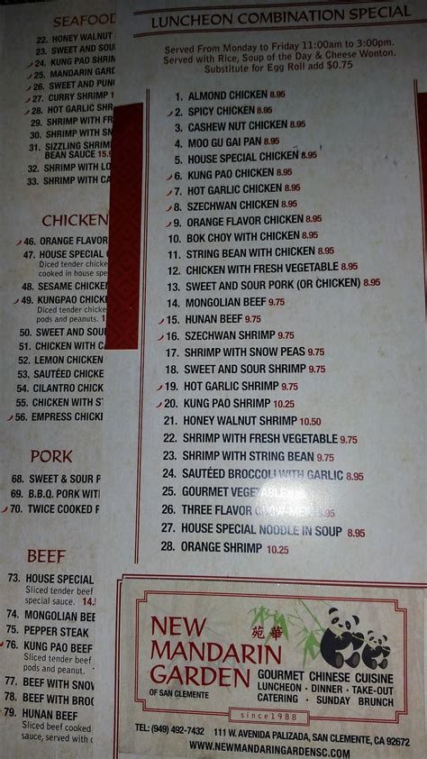 Mandarin Gardens Restaurant Menu | Fasci Garden