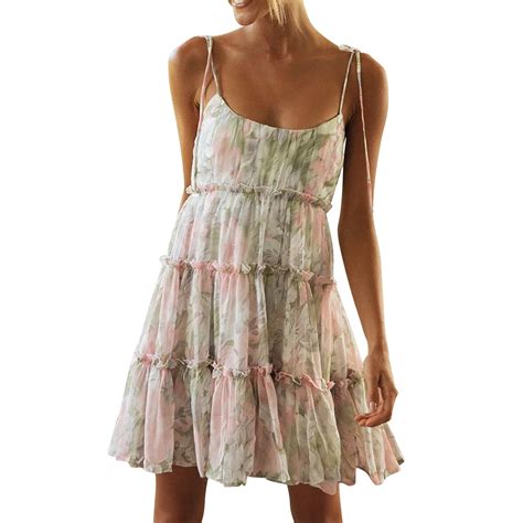 Button Down Dress For Women, Floral Spaghetti Strap Sundress Chiffon ...