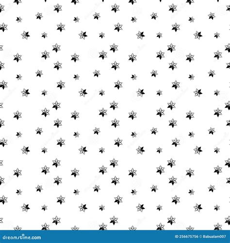 Seamless Black and White Pattern with Stars Type . Vector Illustration ...