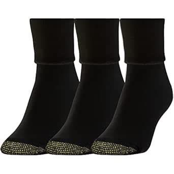 Gold Toe Woman's 3-Pack Ultratec Terry Cuff Socks, Black, Shoe Size: 6 ...