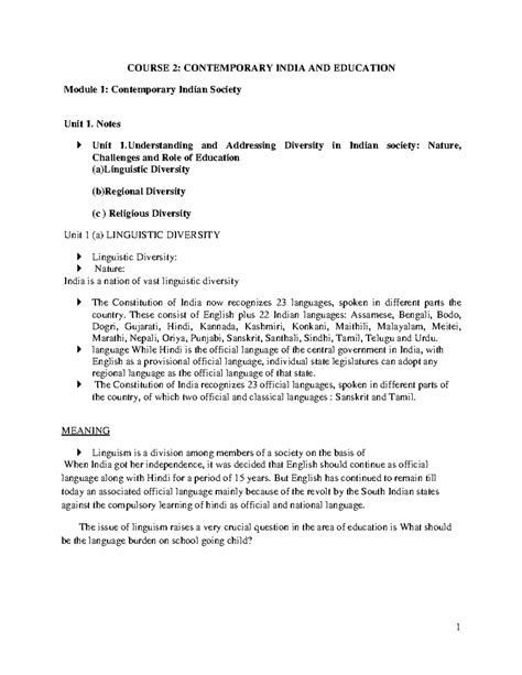 Contemporary India and Education: Analyzing Diversity and ...