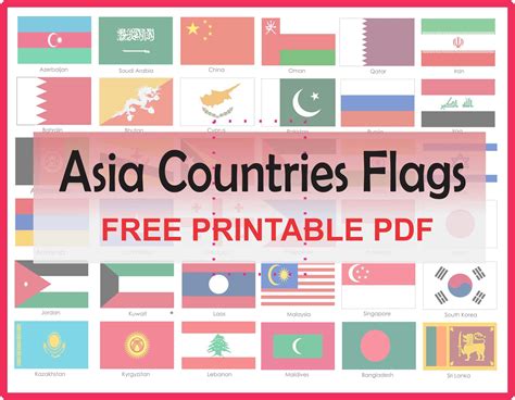 Flags of Asia Countries with Names % sep % Montessoriseries