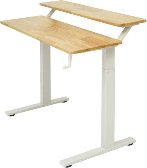 SDADI Rubber Wood Desk Manual Standing Desk Crank India | Ubuy