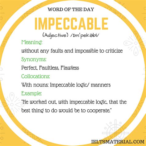 Impeccable - Word Of The Day For IELTS