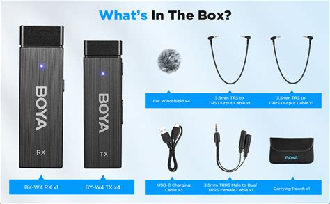 BOYA by-W4 4-Channel 2.4ghz Wireless Lavalier Microphones for Cameras ...