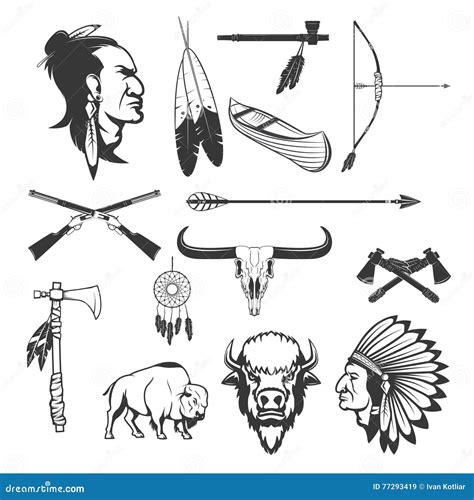 Indian Icons. Native Americans. American Indians Weapon Stock Vector ...