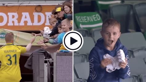 Watch: Young fans gasp in disbelief after David Warner hands over ...