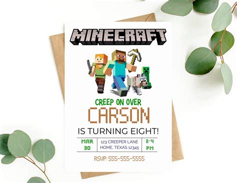 Minecraft Birthday Invitation Printables
