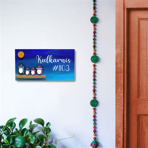 Buy Hand-painted Pebble Art Nameboard For Family Of 4 Online On Zwende