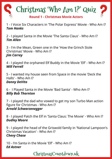 Christmas 'Who Am I' Quiz Questions & Answers | Fun christmas games ...