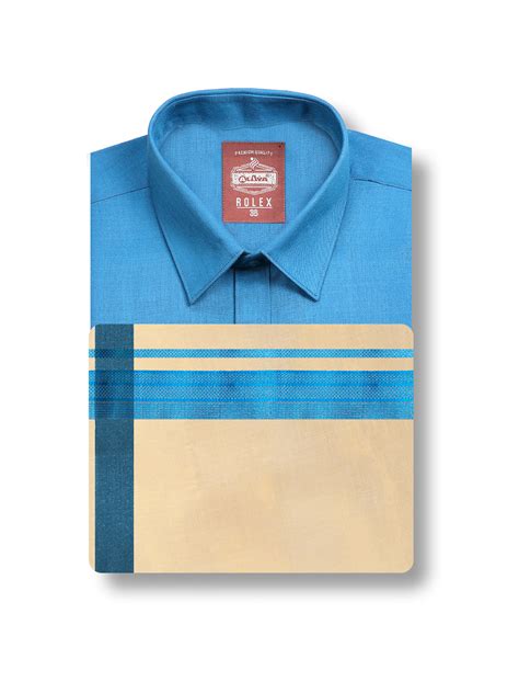 Buy Rolex Dark Pastel Blue Slim Fit Cotton Shirt and Tissue Dhoti Set ...