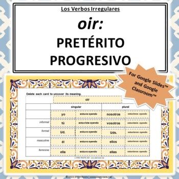 Oir (Preterite Progressive) Conjugation | Spanish Irregular Verbs | Google