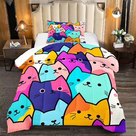 Amazon.com: Cat Comforter Set Twin - Twin Size Comforters Set for Girls ...