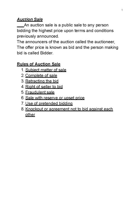 Sana R .( Auction Sale, Rule of Auction Sale,Breach of warranty - 1 ...