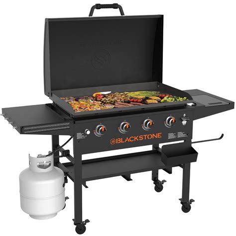 Blackstone 4-Burner 36” Propane Grill with Built-in Hood, Omnivore Flat ...