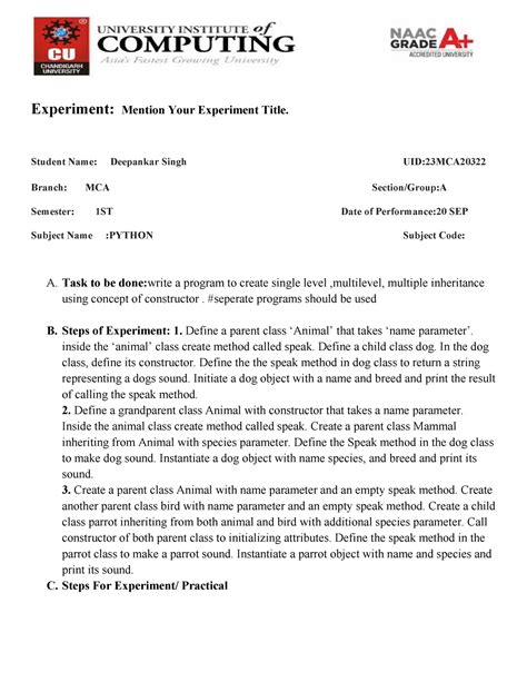 Python experiment 3 - Experiment: Mention Your Experiment Title ...