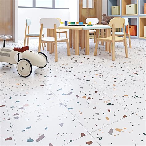 Livelynine Terrazzo Peel and Stick Floor Tile Waterproof Vinyl Flooring ...