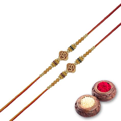 Omkar Rakhi Set of 4 with Roli Chawal and Raksha Bandhan Greeting Card ...
