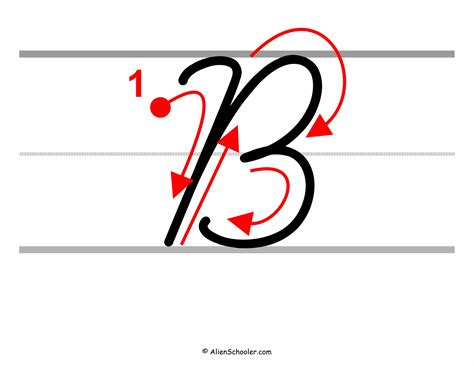 How To Write a Capital Cursive B - Free Printable PDF - Alien Schooler