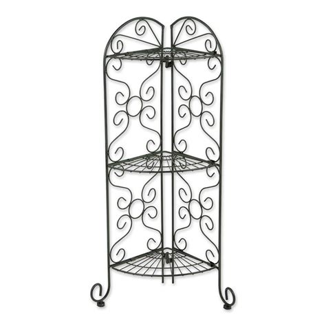 Decorative Metal Corner Shelf Rack – 3-Tier Foldable Plant Stand with ...