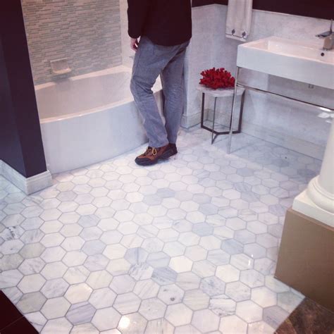 5 inch hexagon carrara marble tile - bathroom floor | Park Ave ...