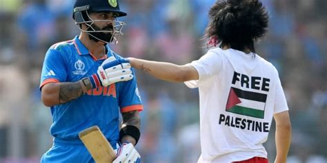 Man in 'Free Palestine' Shirt Invades Pitch During India-Australia ...