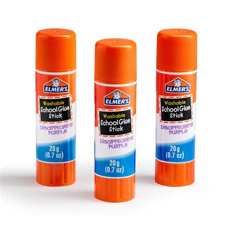 Elmer's Disappearing Purple School Glue Sticks, Washable, 20 g, 3 Count ...