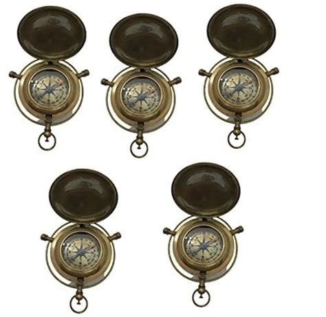 2" Handmade Antique Brass London Mary Rose Push Button Compass for ...