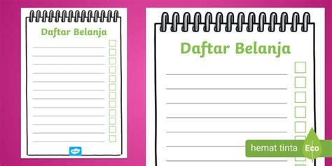 Daftar Belanja Bermain Peran di Pasar - Market Day Role Play