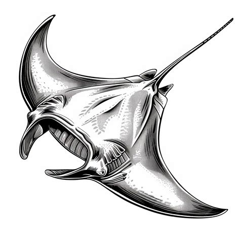 Eagle ray or pelagic stingray isolated devil fish isolated sketch icon ...