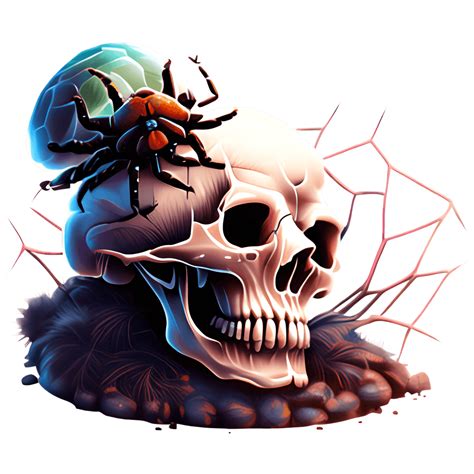 Graphisme Spider on Skull · Creative Fabrica