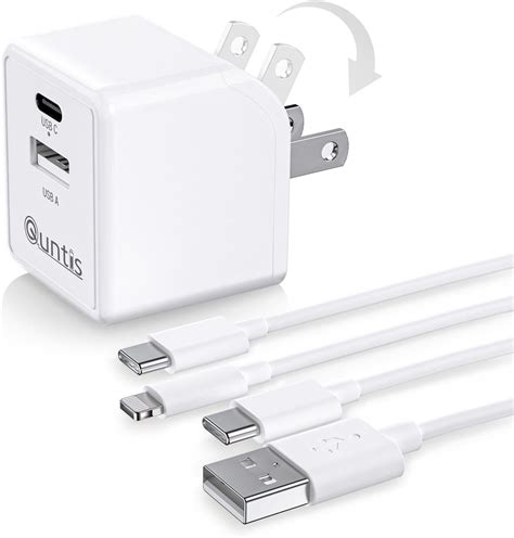 Amazon.com: Quntis Foldable 15W Dual Port USB Wall Charger, MFi Certified, USB C Charger Block ...
