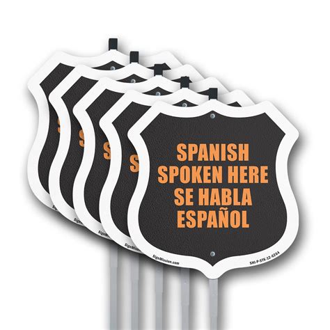 Spanish Spoken Here Bilingual English / Spanish (5 Pack) 12 inch X 12 ...