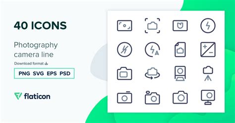 Photography camera line Icon Pack | Outline | 40 .SVG Icons