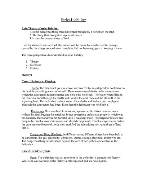 Strict and absolute liability - Strict Liability: Rule/Theory of strict ...