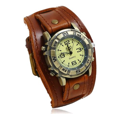 Men's Punk Leather Bracelet Watch Fashion – bshopy.in